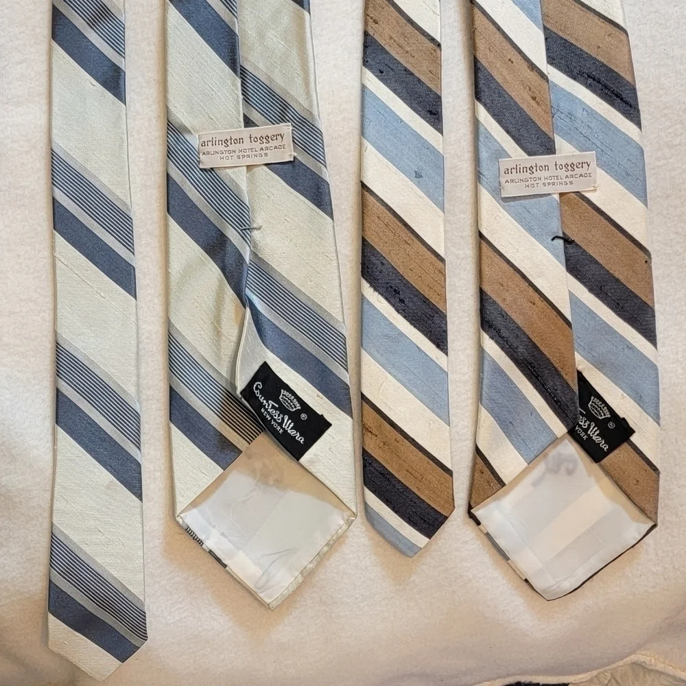 Countess Wara Arlington Toggery ties. Two ties of different colors and designs.
